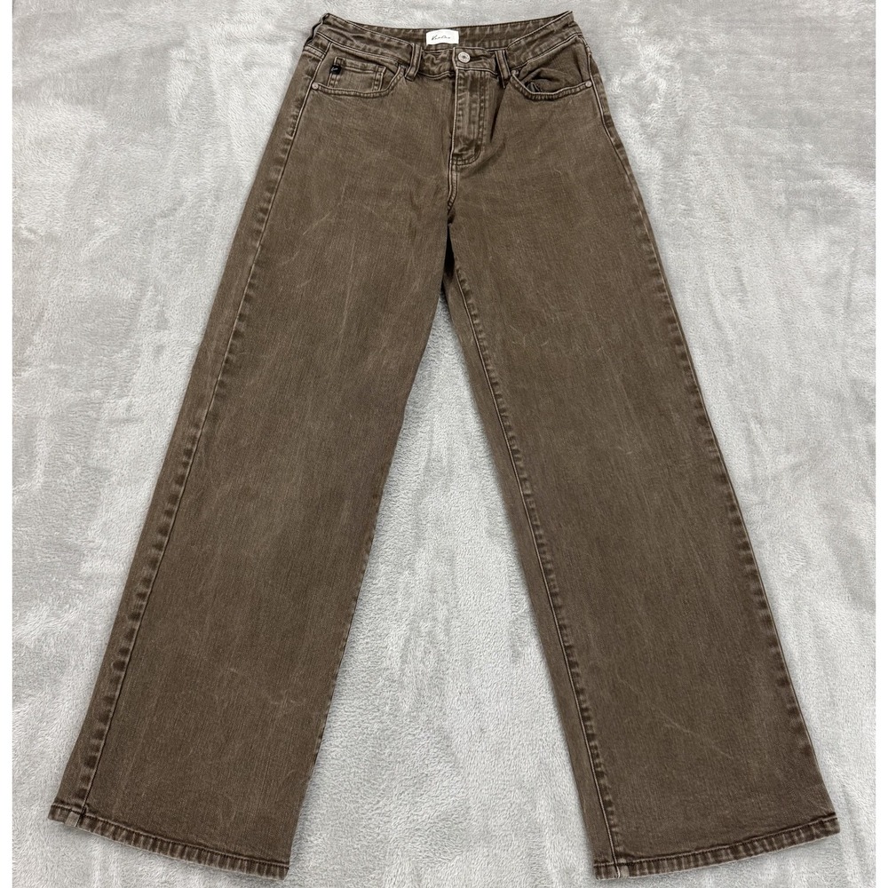 Kancan Jeans Womens 5/26 Brown Wide Leg High Rise Stretch Flex Comfort Denim